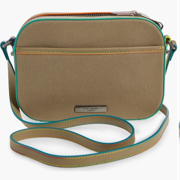 Kurt Geiger Tan Crossbody Bag with Colorful Lining - Picture 12 of 14